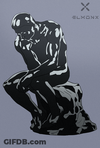 Statue Of Man Sitting On Rock With Elmonx GIF