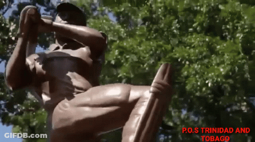 Statue Of Man With P.O.S. Trinidad And Tobago GIF