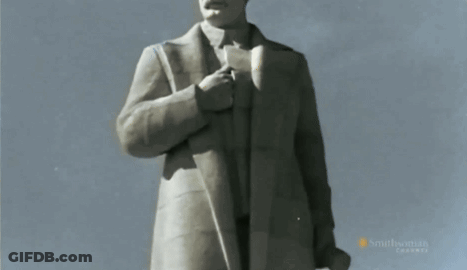 Statue Of Man With Smithsonian Watermark GIF