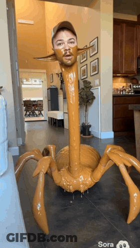 Statue Of Spider With Man Face And Sora GIF