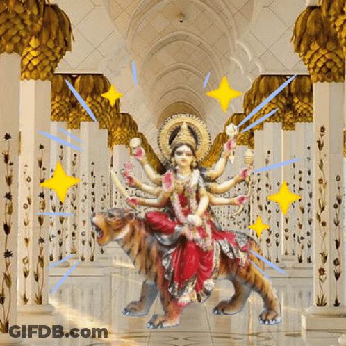 Statue Of Woman Riding Tiger GIF