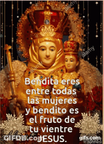 Statue Of Woman With Crown Holding Child GIF