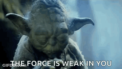 Statue Of Yoda Saying The Force Is Weak In You GIF