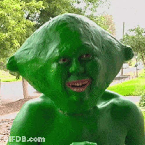 Statue With Green Painted Face GIF
