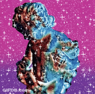 Statue With Purple Background And Stars GIF