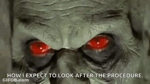 Statue With Red Eyes And Expectation Quote GIF