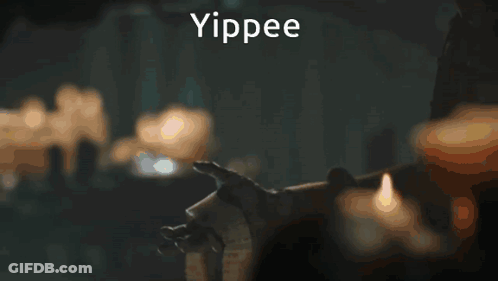 Statue With Yippee Text GIF