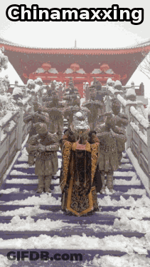 Statues Walking Down Stairs Chinamaxxing GIF