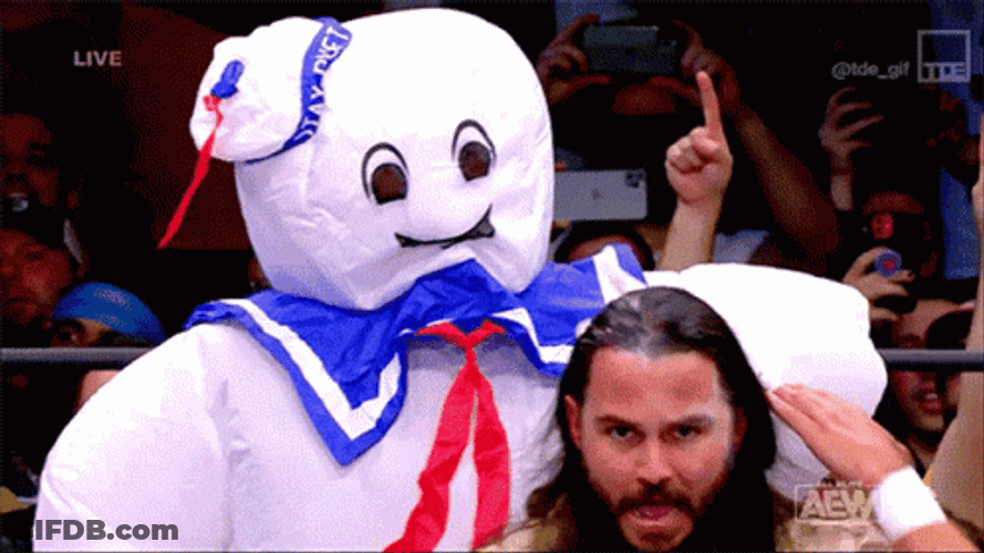 Stay Puft Marshmallow Man Adam Page Reveal GIF