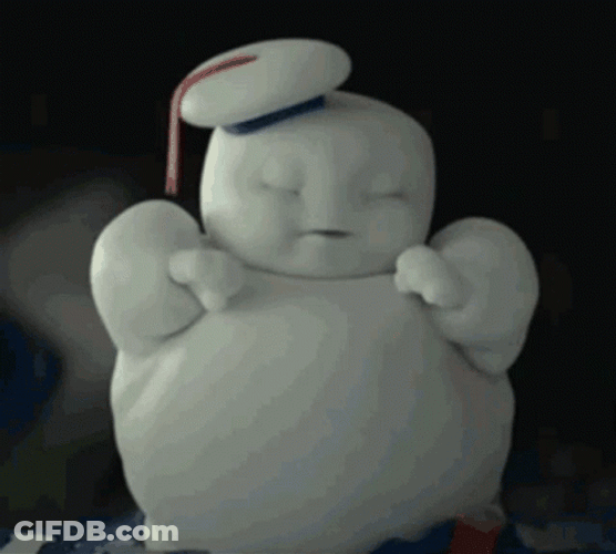 Stay Puft Marshmallow Man Biting Finger GIF
