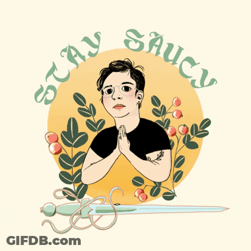 Stay Saucy Woman With Sparkling Sword GIF