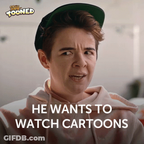 Stay Tooned Poster Boy In Hat And Hoodie GIF