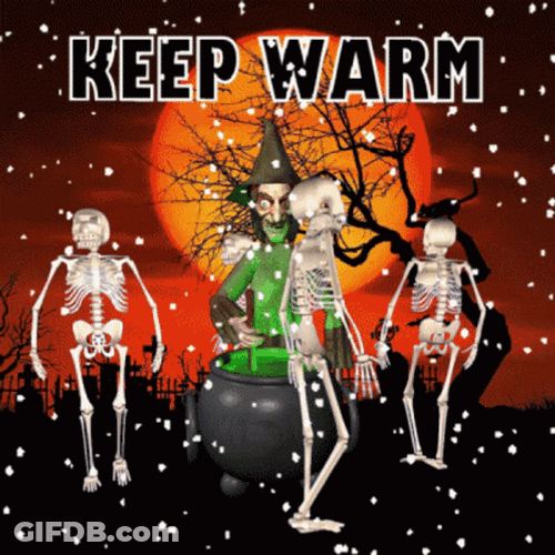 Stay Warm Halloween Skeletons GIF