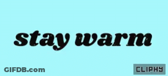 Stay Warm Purple Text On Blue Background GIF
