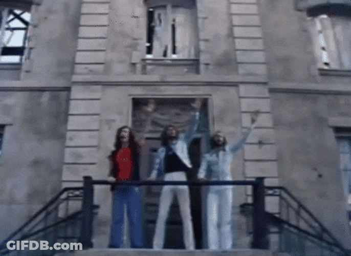 Stayin Alive MV Bee Gees On Stoop GIF