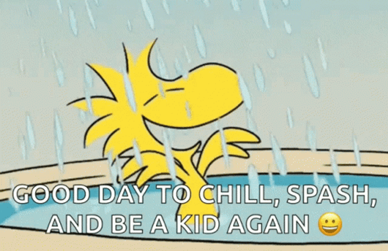 Staying Cool In The Pool With Woodstock GIF