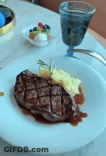 Steak And Mashed Potatoes With Soda GIF