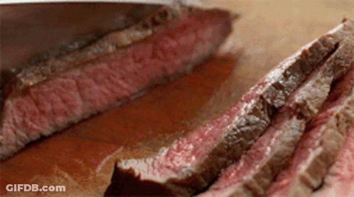 Steak Being Sliced On Cutting Board GIF