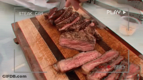 Steak Cam Playing Video Of Steak Being Sliced GIF