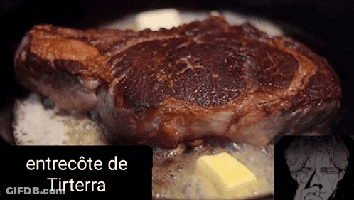 Steak Cooking In Frying Pan With Butter Entrecote De Tirterra GIF