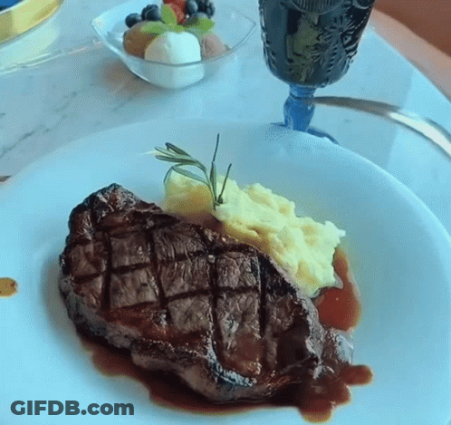 Steak With Mashed Potatoes And Gravy GIF