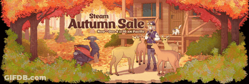 Steam Autumn Sale Man And Deer GIF