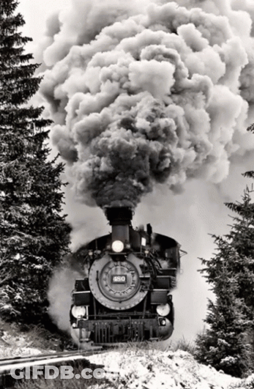 Steam Engine Train Blowing Smoke GIF