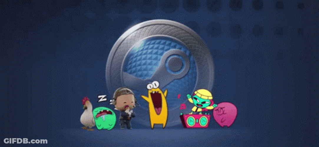 Steam Logo And Characters GIF