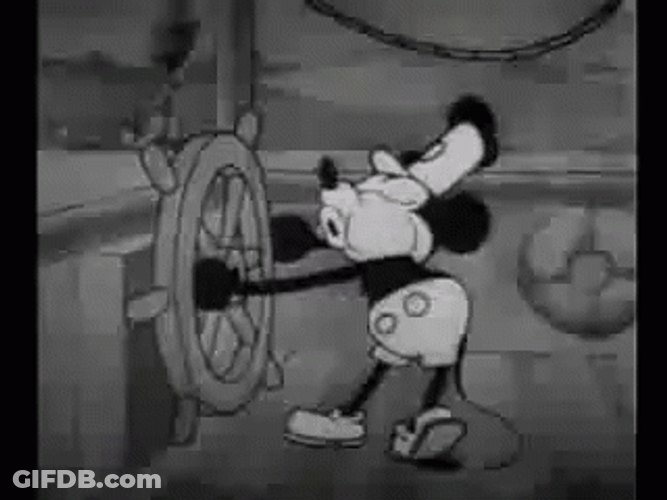 Steamboat Willie Mickey Mouse Driving GIF