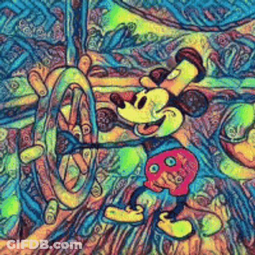 Steamboat Willie Psychedelic Colors GIF