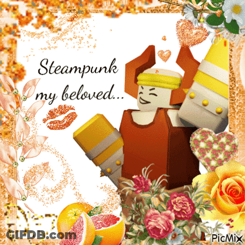 Steampunk My Beloved Card With Robot GIF