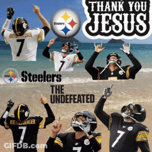 Steelers Players Collage Saying Thank You Jesus GIF