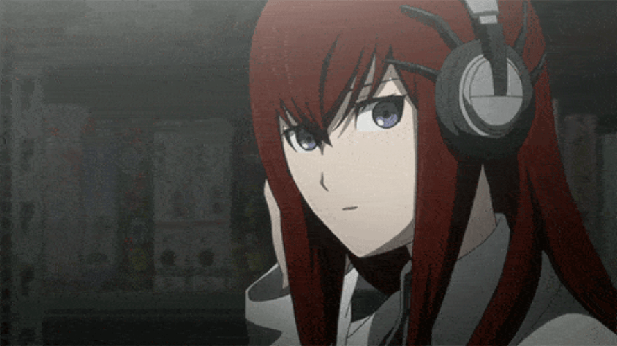 Steins Gate Kurisu Wearing Headphones GIF
