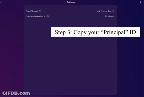 Step 3 Copy Your Principal ID GIF