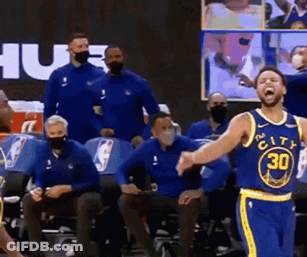 Steph Curry 3 Happy Jump GIF
