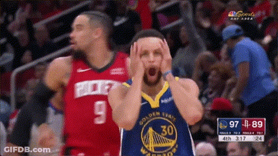 Steph Curry 3 NBA Shocked Face GIF