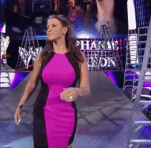 Stephanie Mcmahon In Purple Dress GIF
