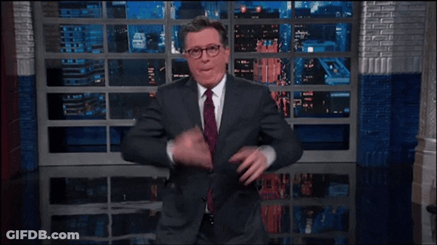 Stephen Colbert Doing Heisman Pose GIF