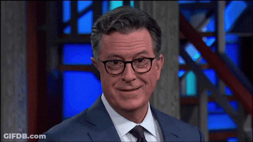 Stephen Colbert Doing The Rock Eyebrow Meme GIF