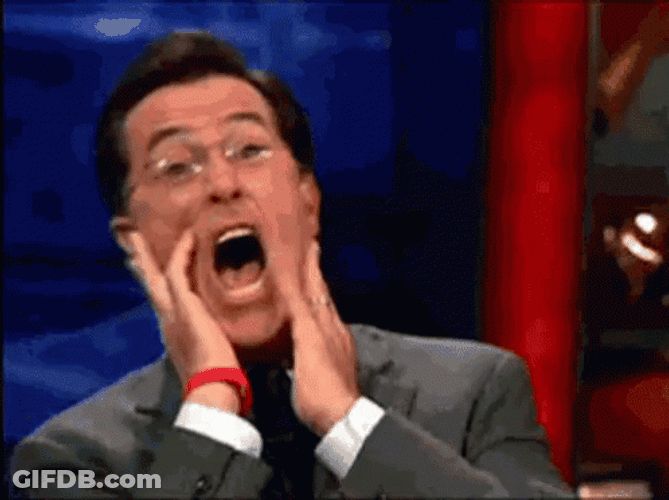 Stephen Colbert Intense Freaking Out GIF