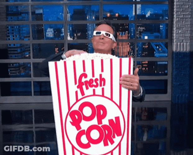 Stephen Colbert Popcorn Eating GIF