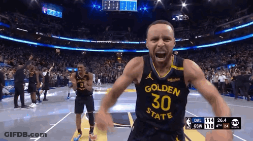 Stephen Curry Celebrating Win GIF