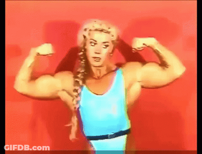 Steroids Female Body Builder Flexing Muscle GIF