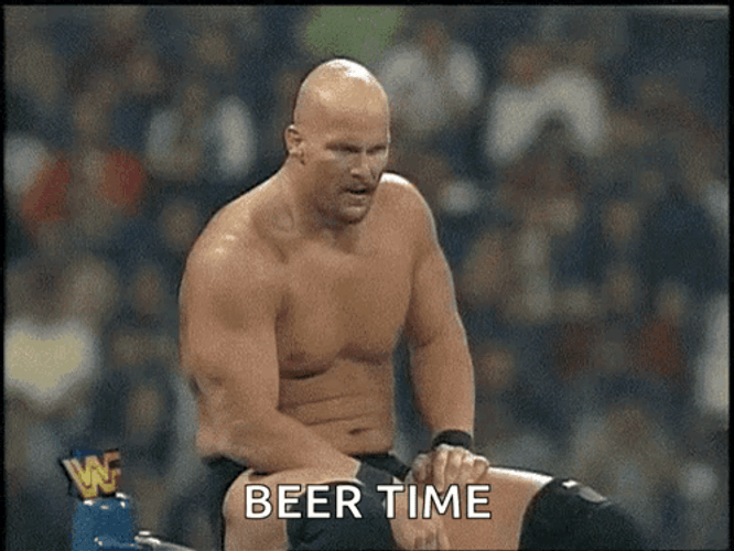 Steve Austin Stone Cold Beer Time GIF