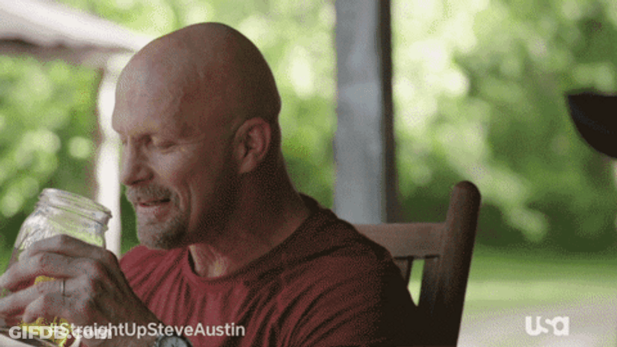 Steve Austin Stone Cold Drinking Beer Straight Up GIF