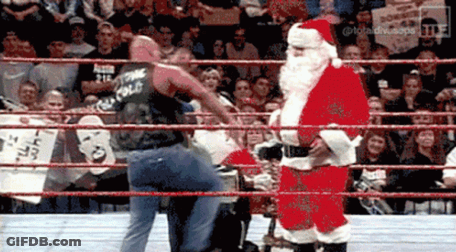 Steve Austin Stone Cold Stunner On Santa GIF
