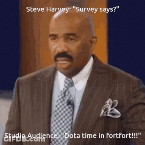 Steve Harvey Says " Survey Says " While Standing In Front Of A Microphone GIF