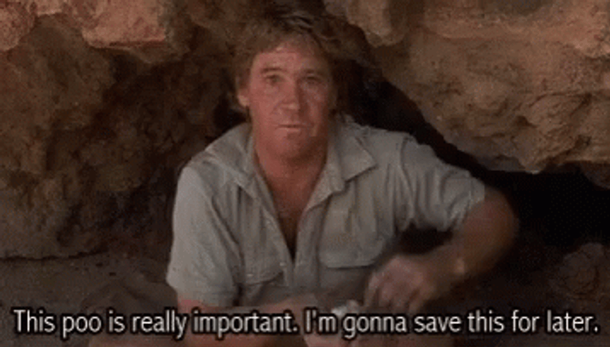 Steve Irwin Putting Poo Inside His Pocket GIF
