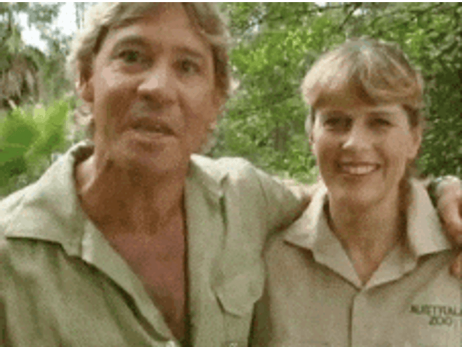 Steve Irwin With His Wife Terri GIF