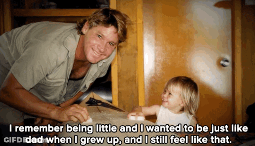 Steve Irwin With Young Daughter Bindi GIF